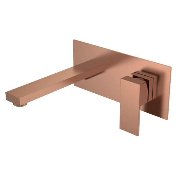 Смеситель для раковины настенный Boheme Qubic 475-CB (со скрытой частью) брашированная медь фото 