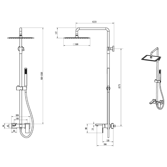 Душевая стойка Boheme Qubic 478-CB, брашированная медь фото 2