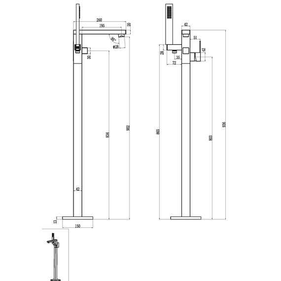 Смеситель для ванны напольный Boheme Qubic 479-MW, белый фото 2