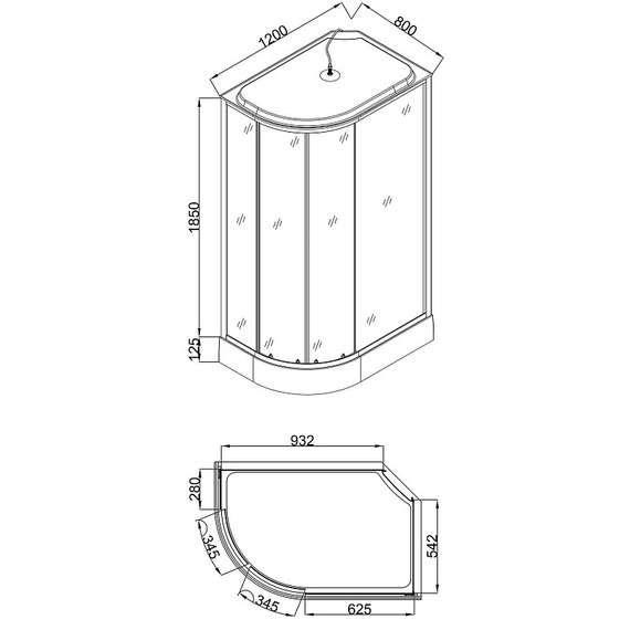 Душевая кабина Loranto 120x80 см CS-66120-13R GB 120,  чёрный/прозрачное фото 3