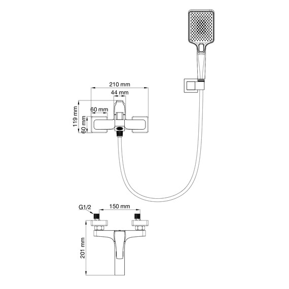 Смесители для ванны Wonzon & Woghand Flex WW-88037072-BN, никель фото 7