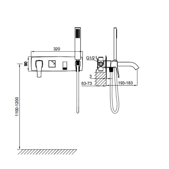 Смесители для ванны Wonzon & Woghand Flex WW-88889072-BGM (со скрытой частью) тёмный графит фото 7