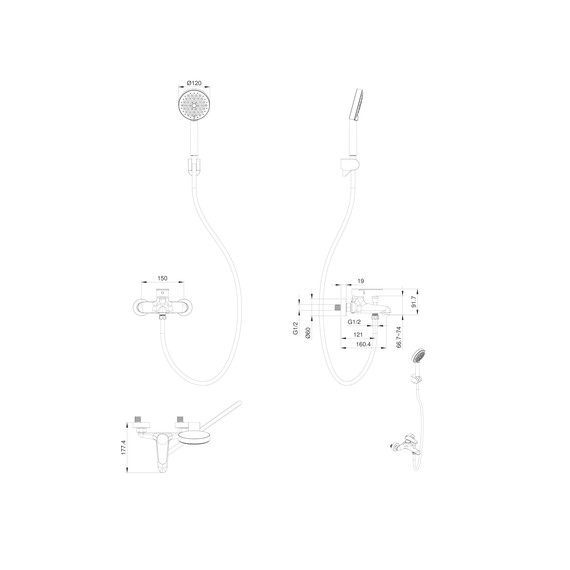 Смесители для ванны Wonzon & Woghand Alfa WW-AE3204-MB, чёрный фото 7