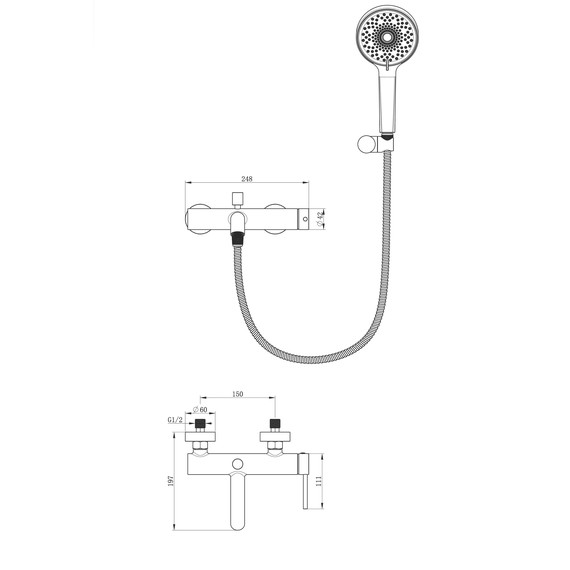 Смесители для ванны Wonzon & Woghand Stick WW-88639017-BGM, тёмный графит фото 8