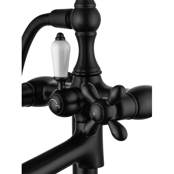 Смеситель для ванны напольный Wonzon & Woghand Retro WW-88649020-MB, чёрный фото 3