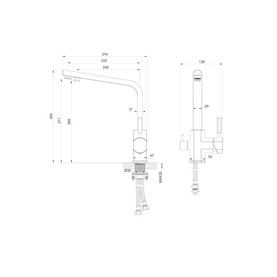 Смесители для кухни Wonzon & Woghand WW-88458003-MB, чёрный фото 5