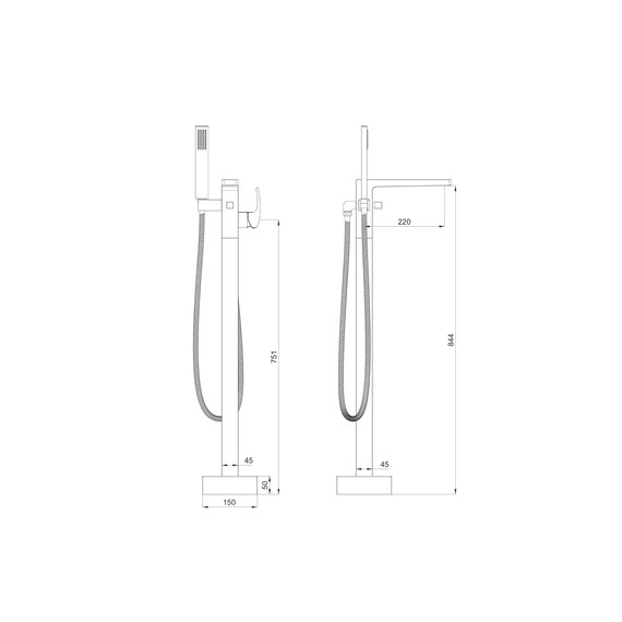 Смеситель для ванны напольный Wonzon & Woghand Fit WW-88649009-CR фото 7