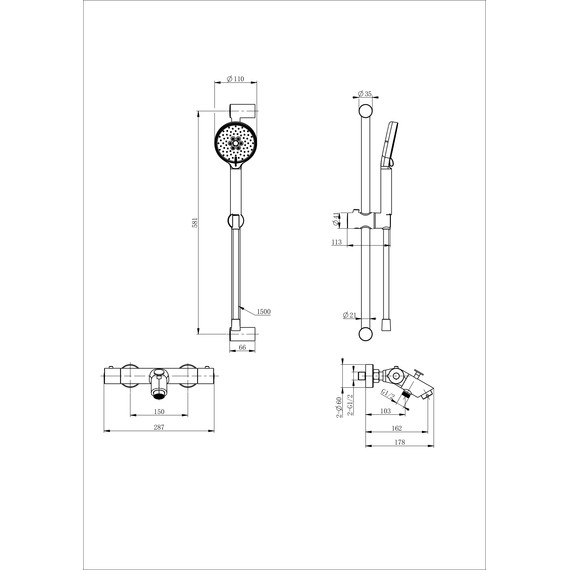 Смесители для ванны с термостатом Wonzon & Woghand WW-C2002-A-BG, золото фото 2