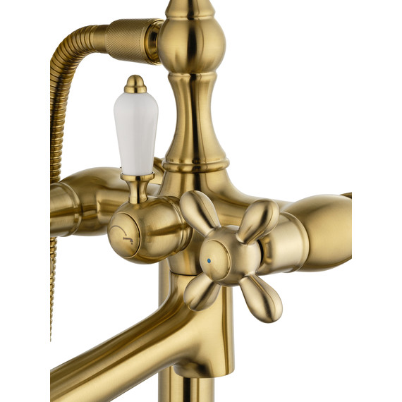 Смеситель для ванны напольный Wonzon & Woghand Retro WW-88649020-BG, золото фото 3