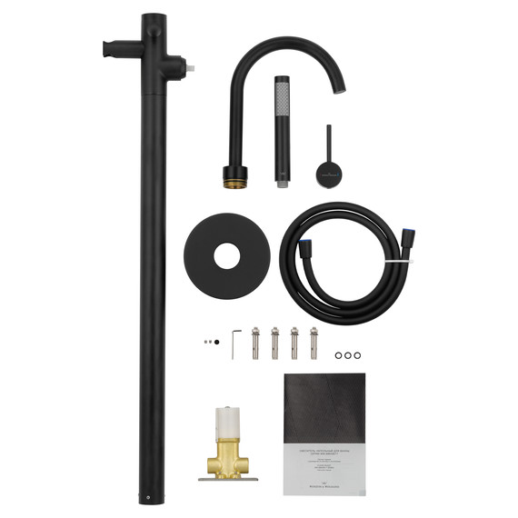 Смеситель для ванны напольный Wonzon & Woghand Stick WW-88649017-MB, чёрный фото 7