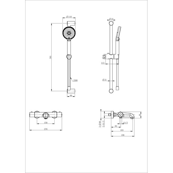 Смесители для ванны с термостатом Wonzon & Woghand WW-C2006-A-BG, золото фото 2