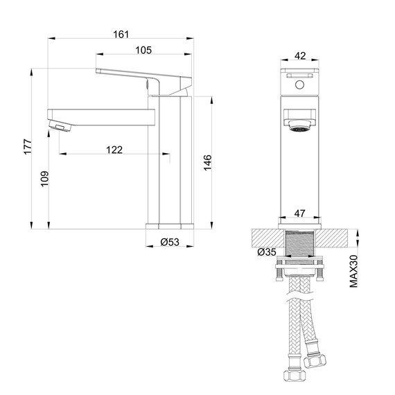 Смесители для раковины Wonzon & Woghand Frame WW-88139010-BGM, тёмный графит фото 3