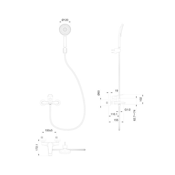 Смесители для ванны Wonzon & Woghand WW-A30891-MB, чёрный фото 2