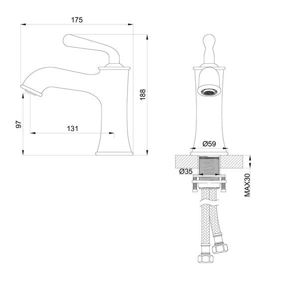 Смесители для раковины Wonzon & Woghand Steam WW-88139008-MB, чёрный фото 6