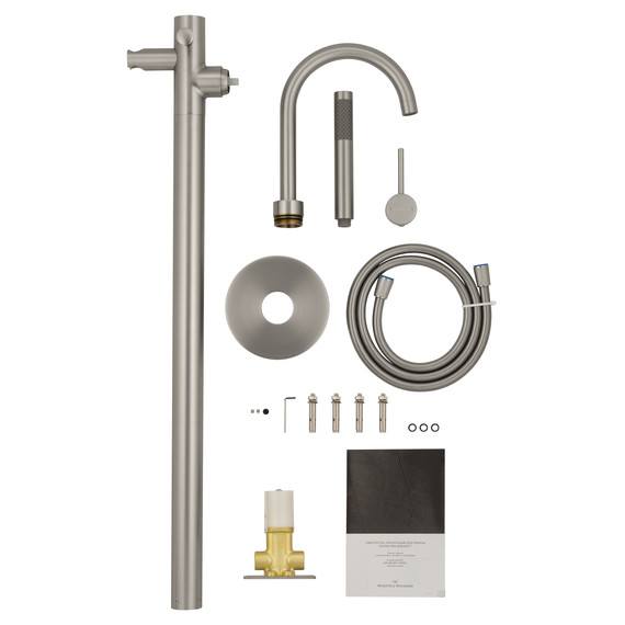 Смеситель для ванны напольный Wonzon & Woghand Stick WW-88649017-BN, никель фото 7