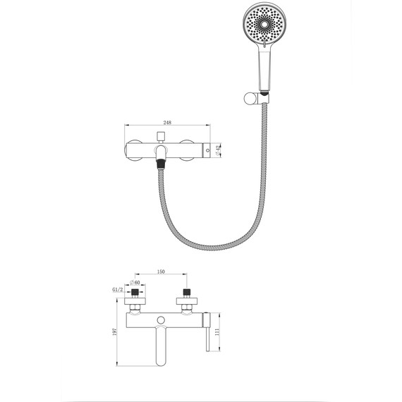 Смесители для ванны Wonzon & Woghand Stick WW-88639017-MB, чёрный фото 8