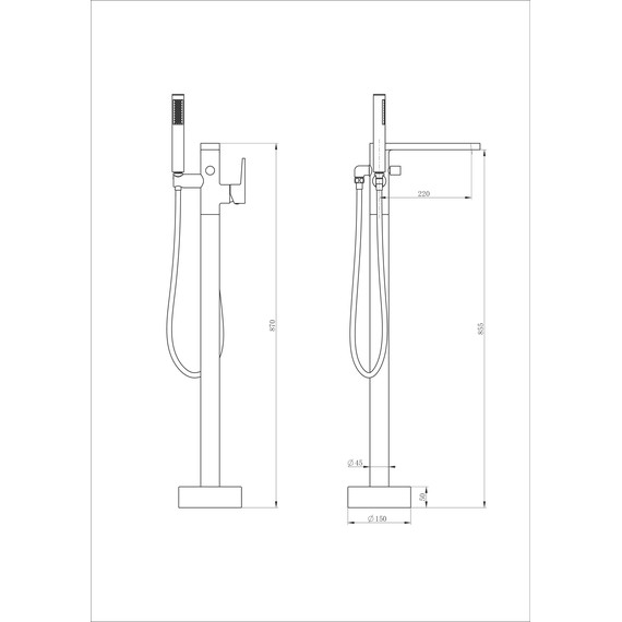 Смеситель для ванны напольный Wonzon & Woghand Stick WW-88649901-BG, золото фото 7