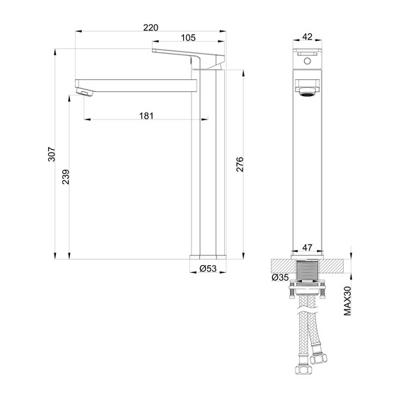 Смеситель для раковины высокий Wonzon & Woghand Frame WW-88239010-CR фото 6