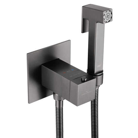 набор для гигиенического душа с термостатом Wonzon & Woghand WW-88829910-BGM (со скрытой частью) тёмный графит фото 4