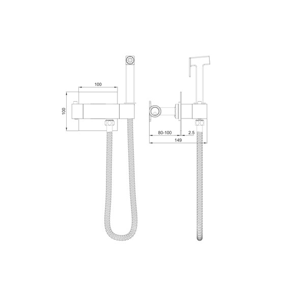 набор для гигиенического душа с термостатом Wonzon & Woghand WW-88819903-MB (со скрытой частью) чёрный фото 6