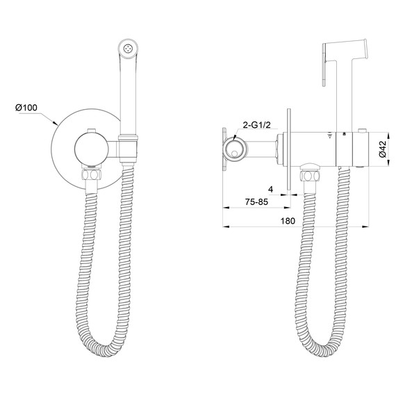 набор для гигиенического душа с термостатом Wonzon & Woghand WW-88829909-BN (со скрытой частью) никель фото 6