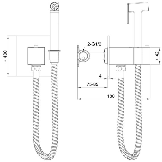 набор для гигиенического душа с термостатом Wonzon & Woghand WW-88829910-CR (со скрытой частью) фото 6