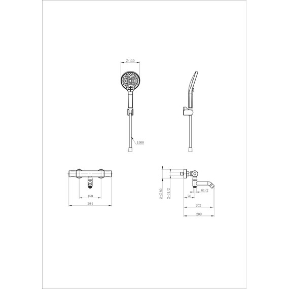 Смесители для ванны с термостатом Wonzon & Woghand Inn WW-B3013-A1-CR фото 2