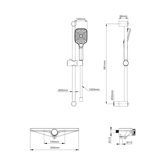 Смесители для ванны Wonzon & Woghand Onix WW-B2551-A-MB, чёрный фото 2