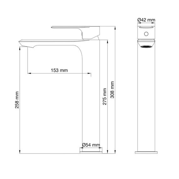 Смеситель для раковины высокий Wonzon & Woghand Brilliant WW-88019079-MB, чёрный фото 5