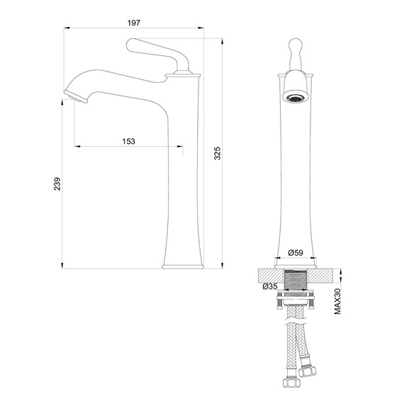 Смеситель для раковины высокий Wonzon & Woghand Steam WW-88239008-BGM, тёмный графит фото 5