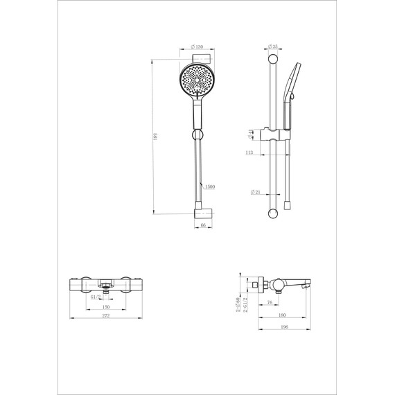 Смесители для ванны с термостатом Wonzon & Woghand WW-C2018-A-BGG, тёмный графит фото 2