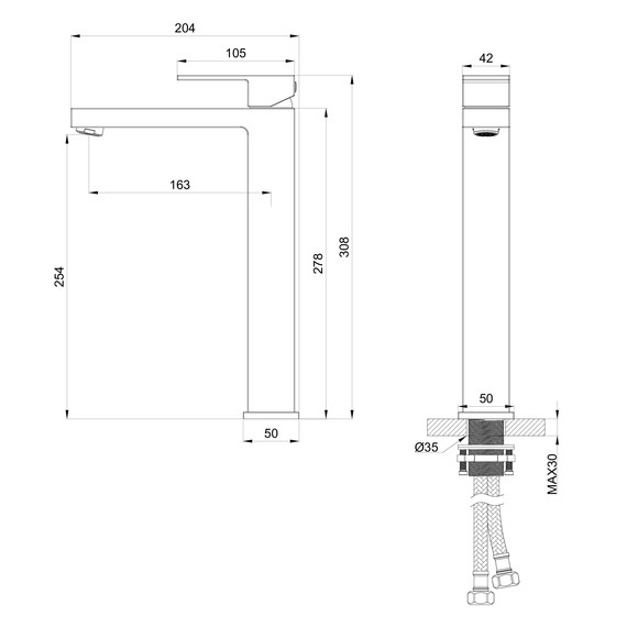 Смеситель для раковины высокий Wonzon & Woghand Cube WW-88239016-CR фото 6