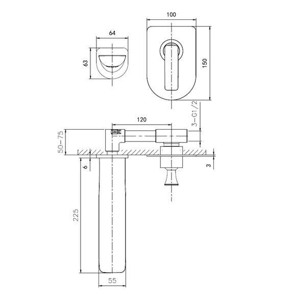 Смеситель для раковины настенный Wonzon & Woghand Shark WW-481701-CR (со скрытой частью) фото 8