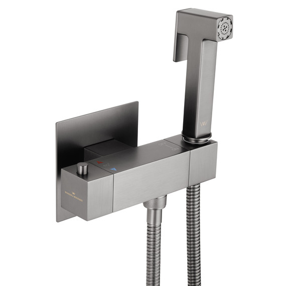 набор для гигиенического душа с термостатом Wonzon & Woghand WW-88819903-BGM (со скрытой частью) тёмный графит фото 6
