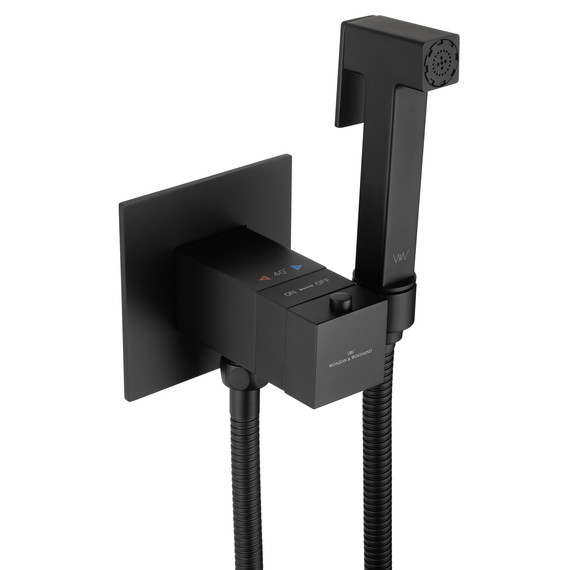 набор для гигиенического душа с термостатом Wonzon & Woghand WW-88829910-MB (со скрытой частью) чёрный фото 4