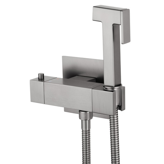 набор для гигиенического душа с термостатом Wonzon & Woghand WW-88819903-BGM (со скрытой частью) тёмный графит фото 4