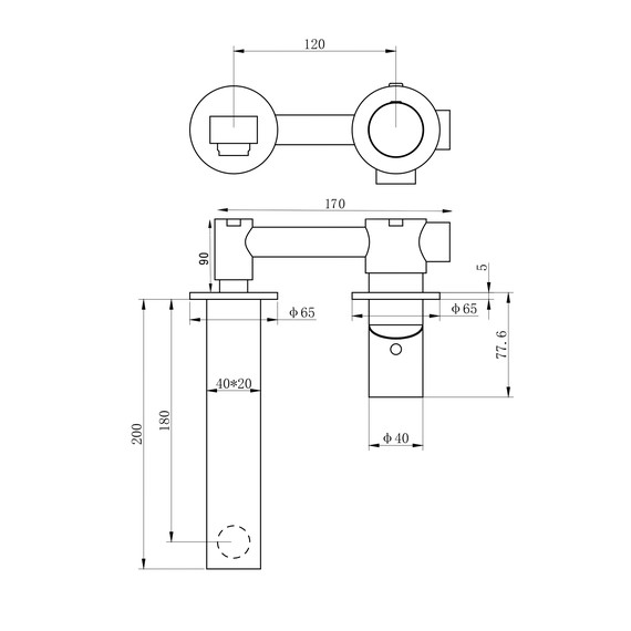 Смеситель для раковины настенный Wonzon & Woghand WW-105-BGG (со скрытой частью) тёмный графит фото 6