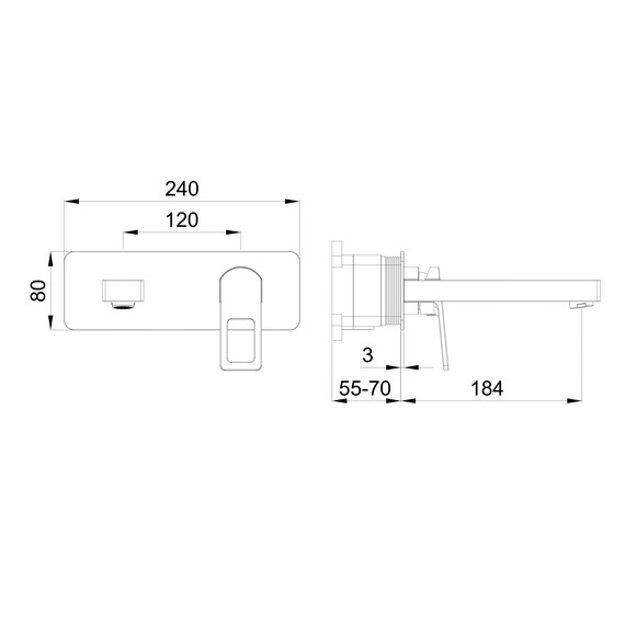 Смеситель для раковины настенный Wonzon & Woghand Frame WW-88869010-MB (со скрытой частью) чёрный фото 6