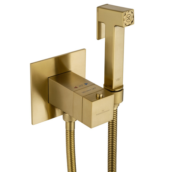 набор для гигиенического душа с термостатом Wonzon & Woghand WW-88829910-BG (со скрытой частью) золото фото 4