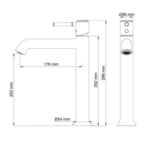 Смеситель для раковины высокий Wonzon & Woghand Tor WW-88019073-CR фото 6