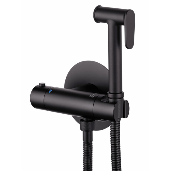 набор для гигиенического душа с термостатом Wonzon & Woghand WW-88819902-BGM (со скрытой частью) тёмный графит фото 3