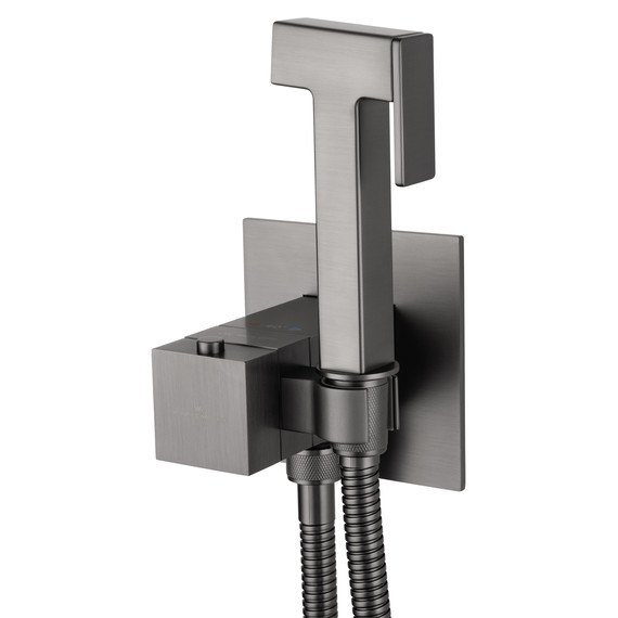 набор для гигиенического душа с термостатом Wonzon & Woghand WW-88829910-BGM (со скрытой частью) тёмный графит фото 3