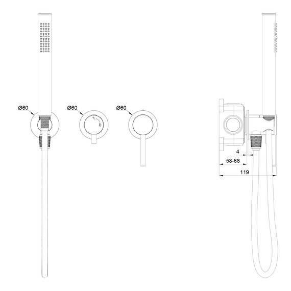 Смесители для душа Wonzon & Woghand Stick WW-838017-BN (со скрытой частью) никель фото 2