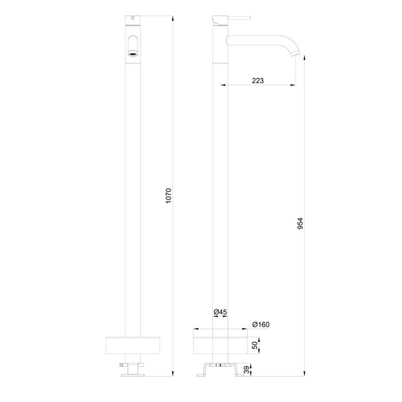 Смеситель для раковины напольный Wonzon & Woghand Stick WW-88649905-BN, никель фото 7