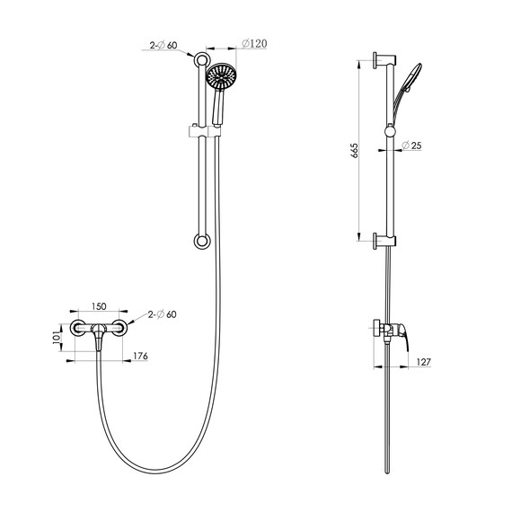 Смесители для душа Wonzon & Woghand WW-4570-BGG, тёмный графит фото 2