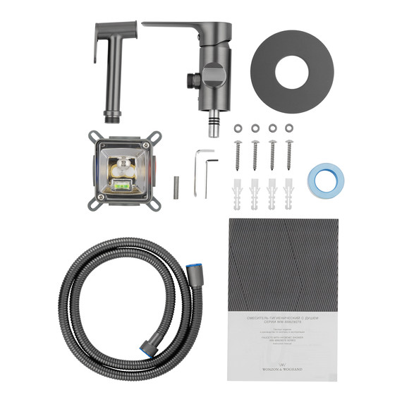 набор для гигиенического душа Wonzon & Woghand Brilliant WW-88829079-BGM (со скрытой частью) тёмный графит фото 5
