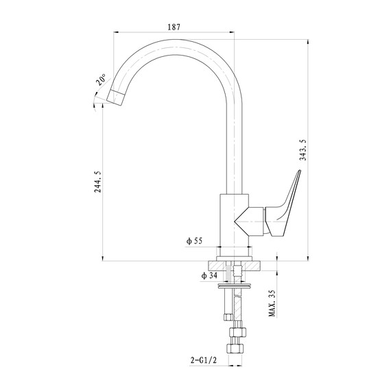Смесители для кухни Wonzon & Woghand Balance WW-052101-CR фото 5