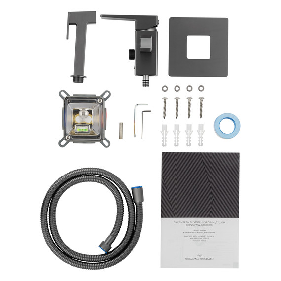 набор для гигиенического душа Wonzon & Woghand Cube 2.0 WW-88829068-BGM (со скрытой частью) тёмный графит фото 5