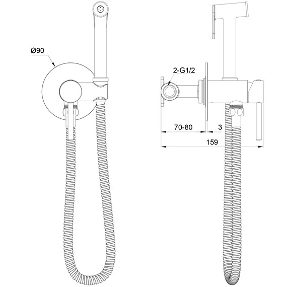 набор для гигиенического душа Wonzon & Woghand Stick WW-88829902-BG (со скрытой частью) золото фото 6
