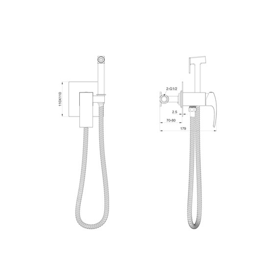 набор для гигиенического душа Wonzon & Woghand Fit WW-88829009-MB (со скрытой частью) чёрный фото 6